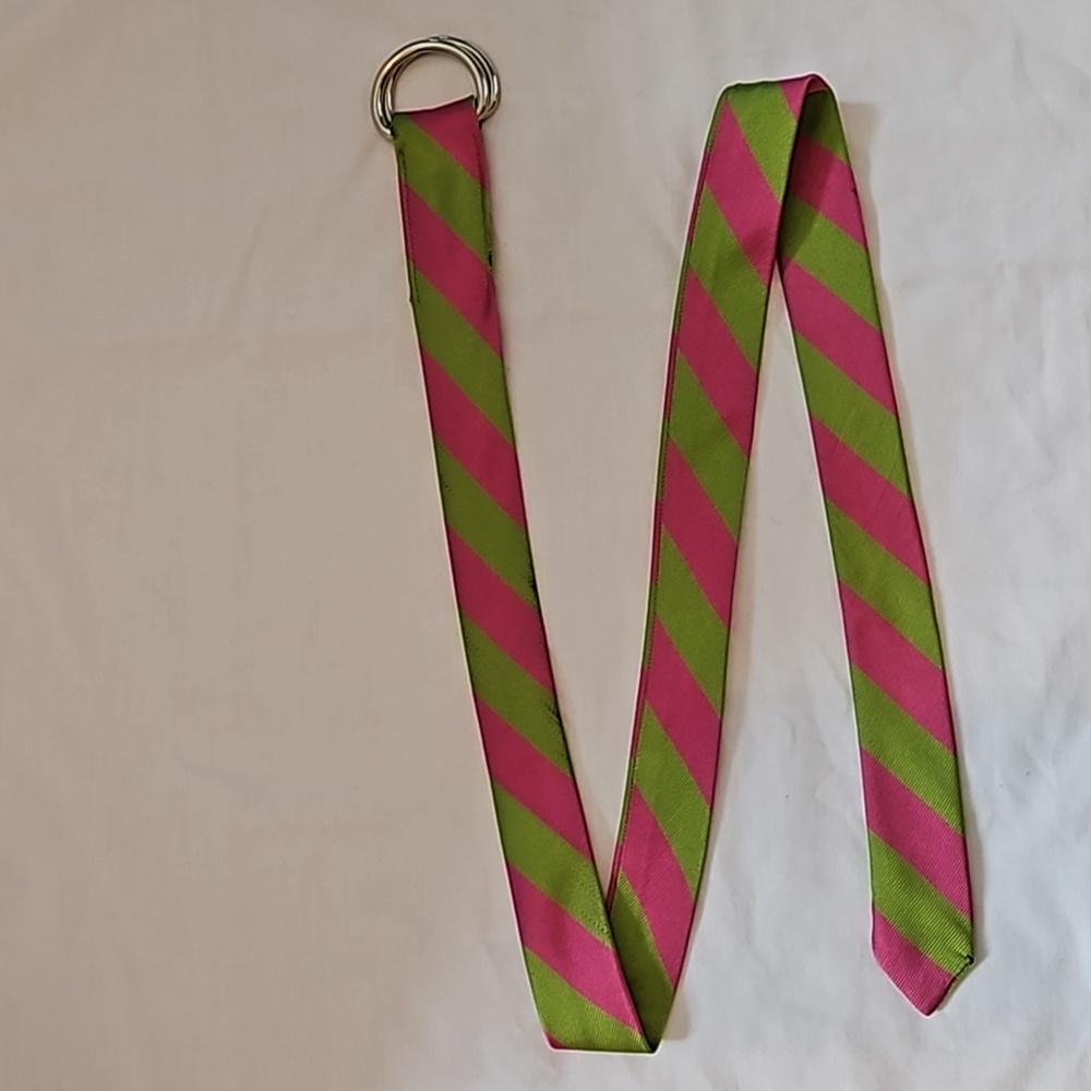 J. Crew Silk Pink Green Belt
